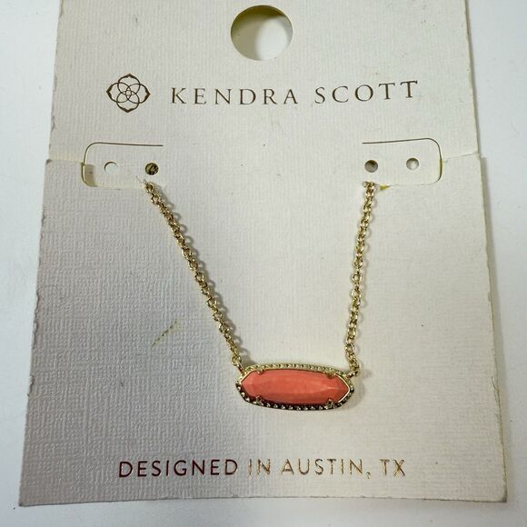 Kendra Scott x Target Eva Gold Coral Magnesite Stone Necklace & Earring Set New - Picture 3 of 4